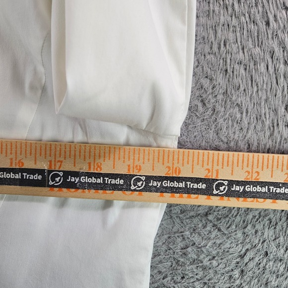 Lafayette 148 New York Womens White Cotton Stretch Hidden Button Blouse Size 12 - Picture 8 of 10